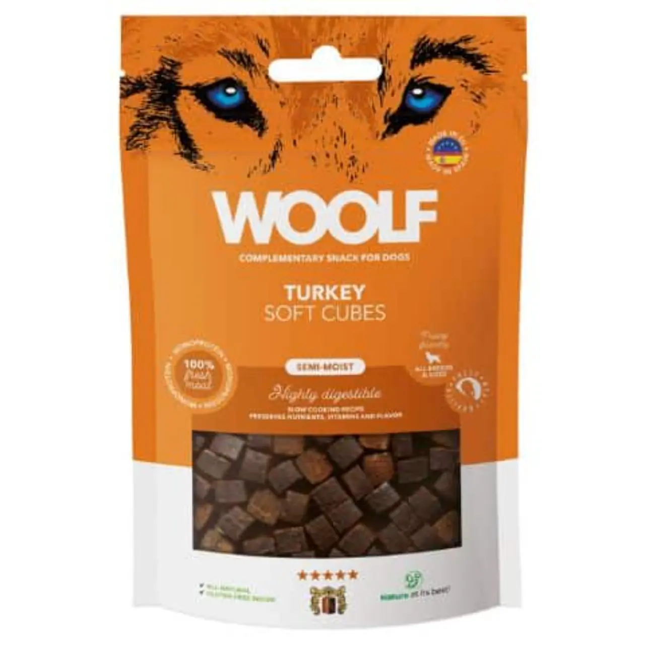 Woolf Hundesnack Bløde Terninger med Kalkun - monoprotein 100 g